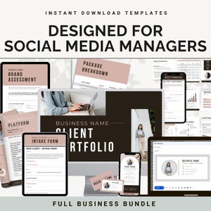 Mega Business Bundle | Social Media Manager Templates | Website, Business Cards, Emails, Forms, Proposal, Portfolio, Guides, & More!