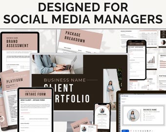 Mega Business Bundle | Social Media Manager Templates | Website, Business Cards, Emails, Forms, Proposal, Portfolio, Guides, & More!