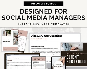 Discovery Bundle | Social Media Manager Resources | Emails, Discovery Questions, Questionnaire, Proposal, Portfolio, & Pricing Guide