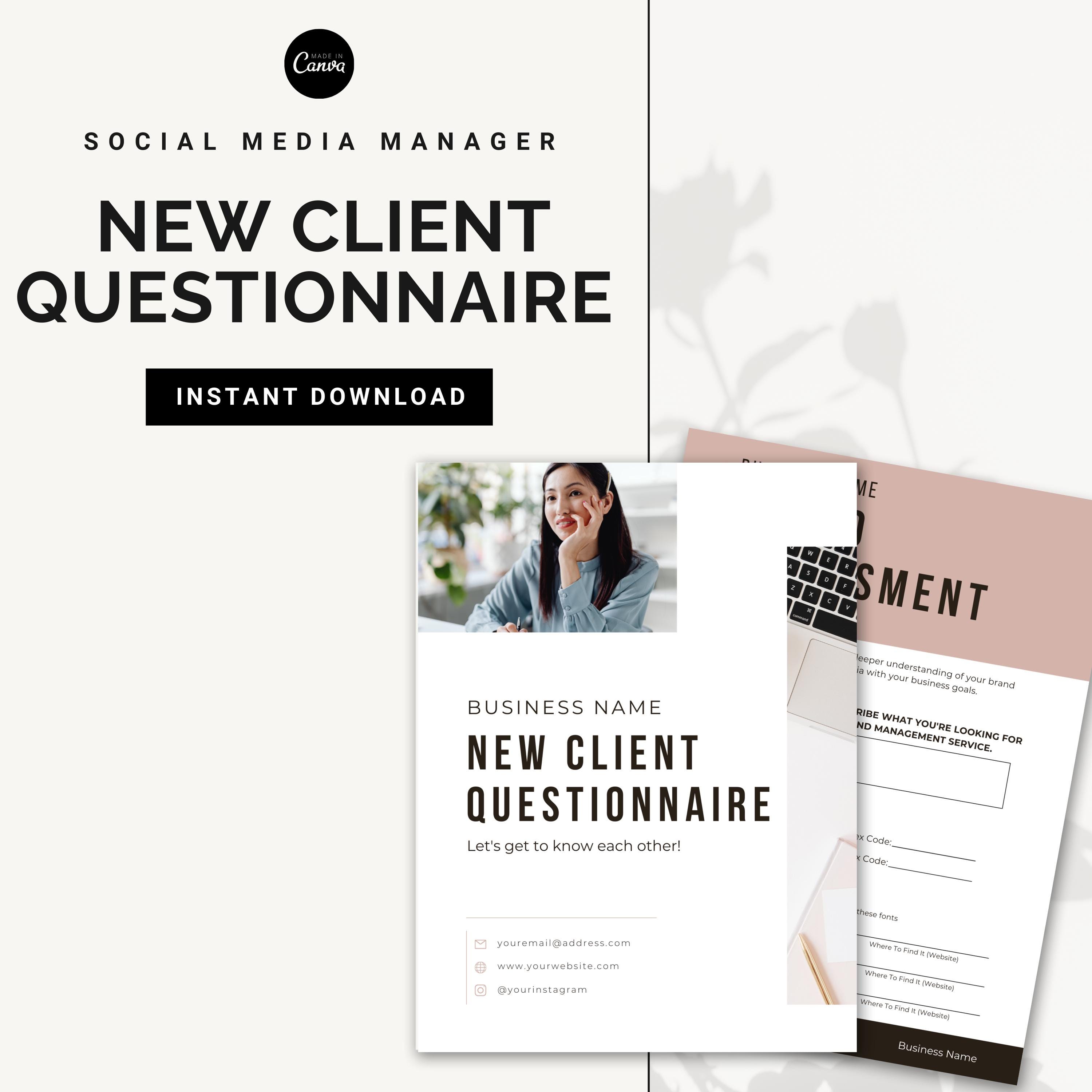 Client Update Questionnaire New Client Questionnaire | Canva Template | Onboarding Questionnaire ...