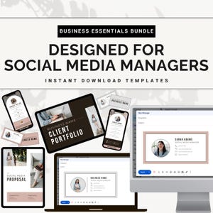 Pacote de itens essenciais para negócios | Cartões de visita | Assinatura de e-mail | Portfólio | Proposta | Modelo Canva | Freelancer | Gerente de mídia social