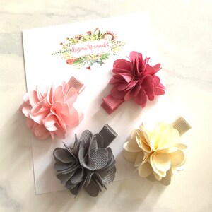 Flower Ribbon Hair clip- Toddler Hair Clip - Baby Hair Clip