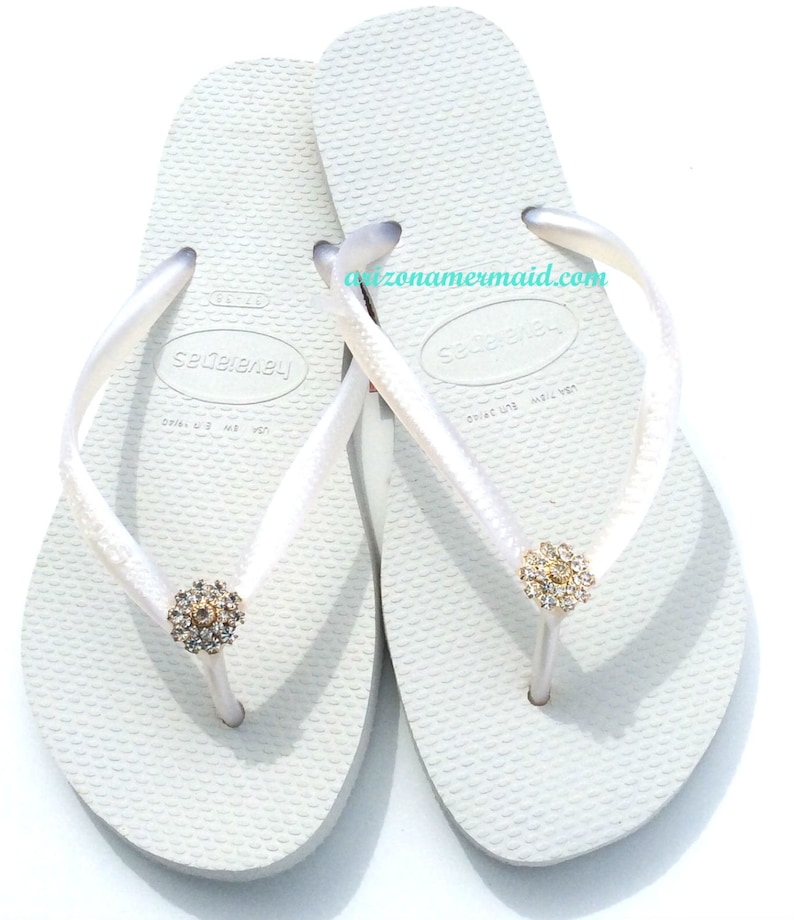 Havaiana Slim Flip Flops Bridal Wedding Swarovski Crystal | Etsy