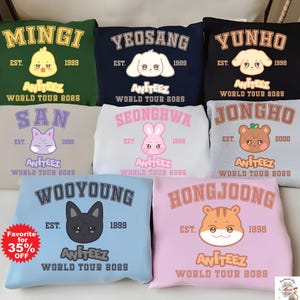 Moletom Aniteez dos membros da Ateez, camiseta Kpop ATEEZ World Tour 2025, Hongjoong, Jongho, Mingi, San, Wooyoung, Yeosang, Yunho, Seonghwa
