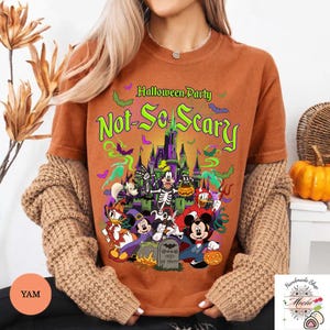 Vintage Mickey&#39;s Not So Scary 2025 T-shirt, Halloween group shirts, Halloween Family costume outfit, Mickey & friends Skeleton Pumpkin tee