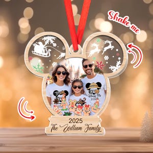 Personalized Photo Disney Family Trip 2025 Ornament, Disney Vacation Keepsake, Mickey Ornament, Minnie Ornament, Disneyland Family Ornament