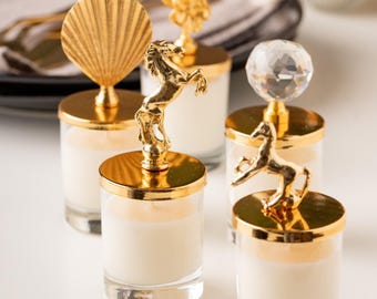 Luxury Soy Wax Candle Favors: Elegant Gold Lid, Custom Wedding Candles