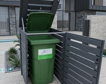 Recinto moderno para contenedores de basura con ruedas: planos arquitectónicos y plan maestro para su construcción.