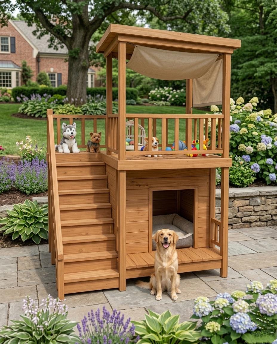 【小型犬向け】職人手作り 木製2階建てドッグハウス｜無垢材｜直接取引割引あり 小型犬向け】職人手作り 木製2階建てドッグハウス｜無垢材｜直接取引
