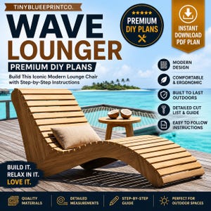 Progetto per poltrona relax Wave, schema di falegnameria per chaise longue moderna (download in PDF)