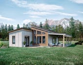 Nexus Cabin House Plan | 1200 Sq Ft Modern Small Home Blueprint (Digital Download)