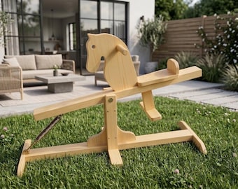 Planos para construir un caballito mecedor de madera con resortes / Guía de carpintería en 10 pasos (Descarga en PDF)