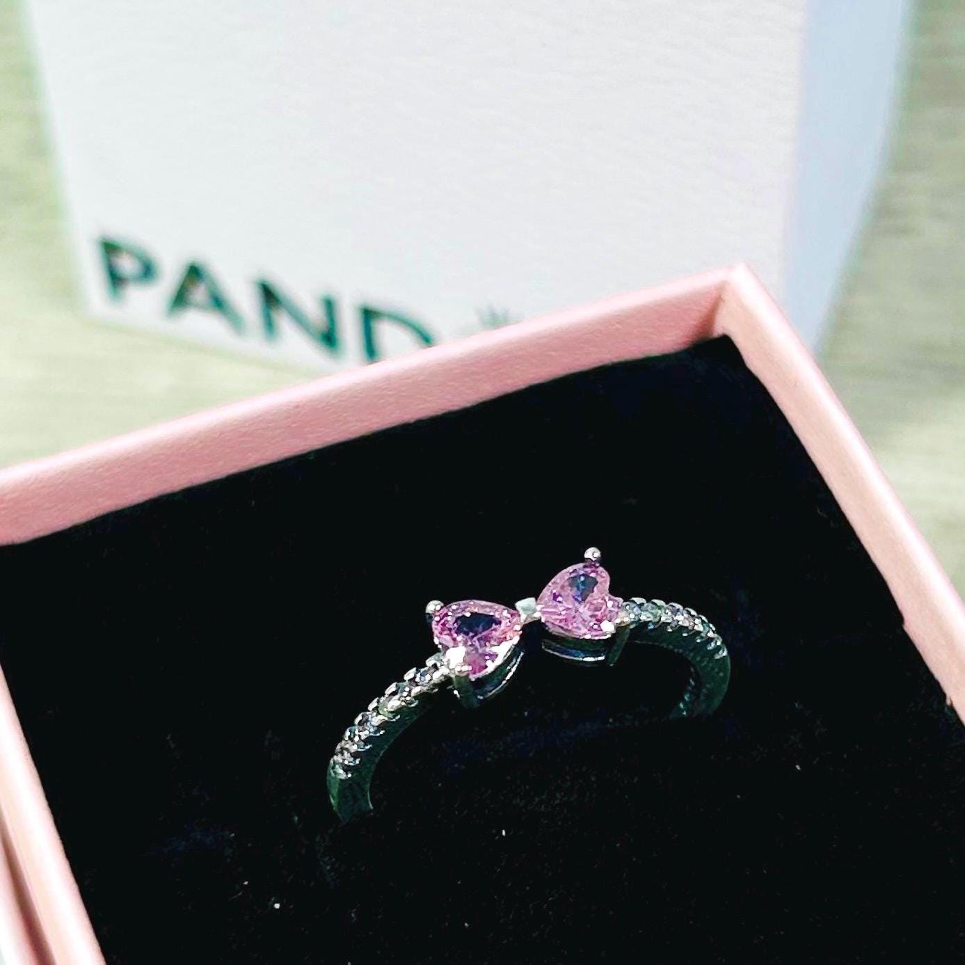 HOT Sparkling Bow Ring Pinky Promise Ring Pandora Silver Bow