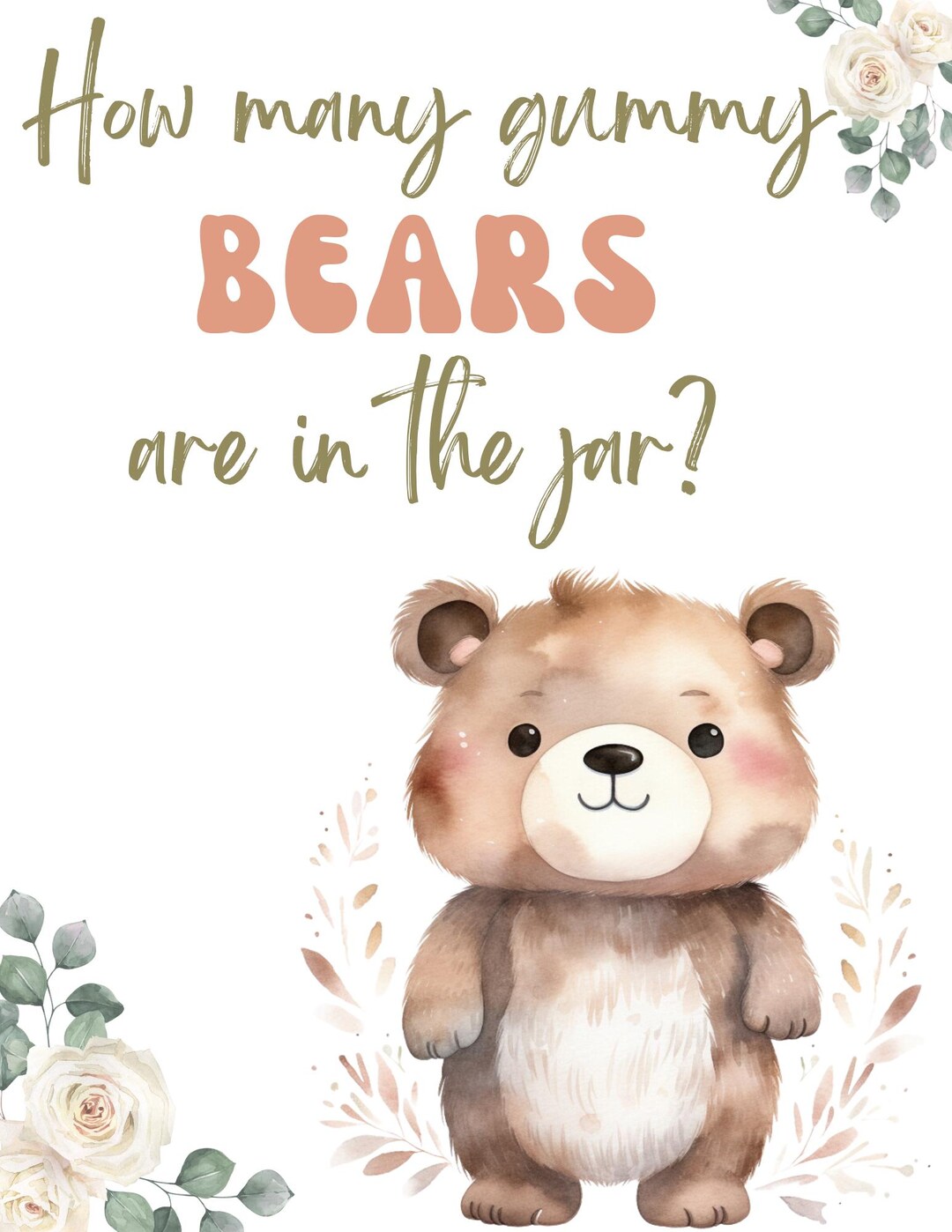 Guess How Many Gummy Bears Sign - Etsy