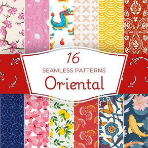 16 Oriental Style Nahtloser Musterhintergrund | ClipArt | Druckbar | Hochwertiger JPG PNG Digitaler Download