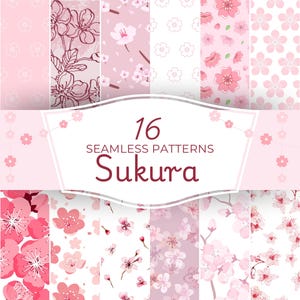 Sakura Seamless Pattern: Cherry Blossom Clip Art (Digital Download JPGs)