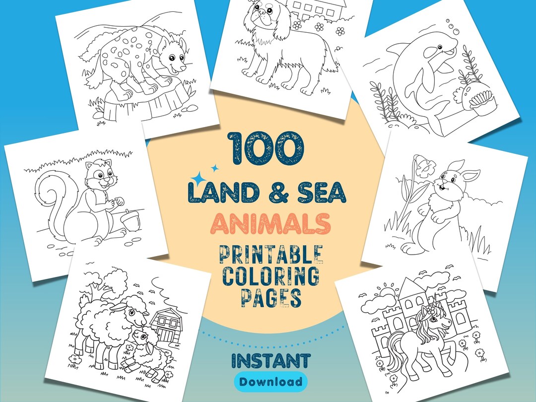 Printable Colorful Creatures: 100 Animal Coloring Pages Book for Kid ...