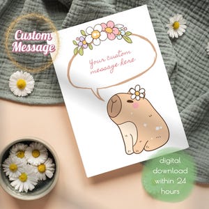 Cartão com mensagem personalizada para impressão | Download instantâneo | Capivara | Cartão comemorativo | Download digital em PDF de alta qualidade