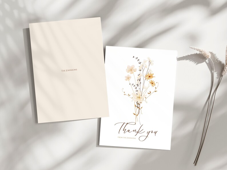 Wildflower Thank You Card Template: Editable Canva Design (digital ...