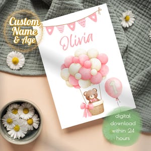 Benutzerdefinierte Name & Alter Karte | Baby Geburtstagskarte | Sofortdownload | Druckbar | Hochwertiger PDF-Digitaldownload