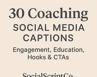 Texter för coacher på sociala medier | 30 coachningsinlägg + hooks, uppmaningar och hashtaggar | Digital nedladdning för livscoacher