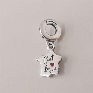 Releas pendentif à breloques pandora, carte, france