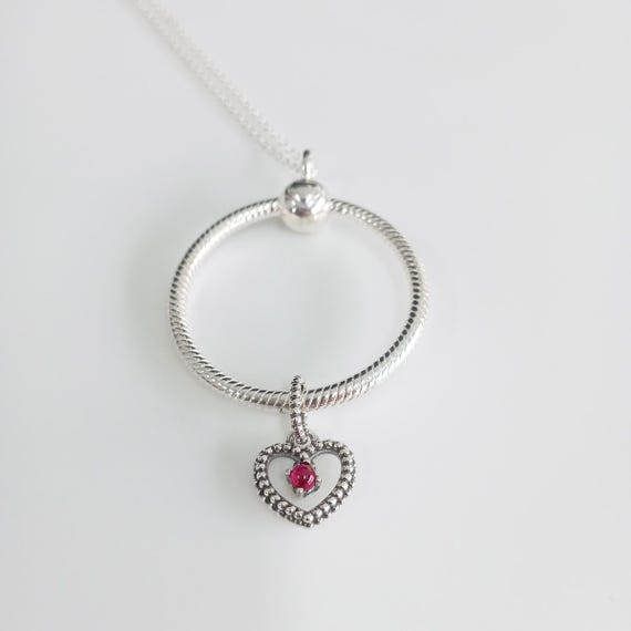 Pandora January Birthstone O Pendant Set Necklace ALE S925 Gift