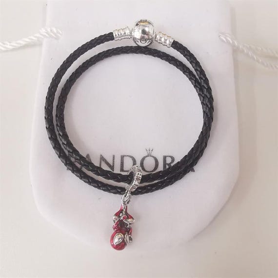 Pandora Hanging Spider-man Double Loop Braided Leather Bracelet
