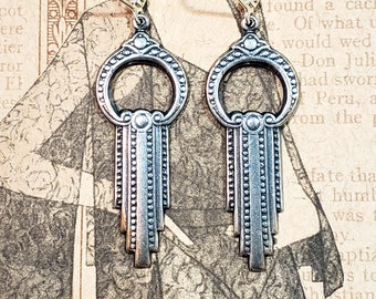 Silver Art Deco Earrings - Flapper Jewelry - 1920s Earrings - Reproduction Jewelry - Vintage Style