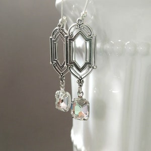 1920 Art Deco Crystal Earrings - Art Deco Bridal Jewelry - Great Gatsby Wedding - 1920s Bride - Edwardian Style Earrings