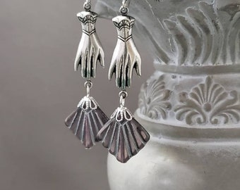 Dark Purple Art Deco Earrings - 1920s Art Deco Jewelry - Assemblage Earrings - Flapper Jewelry - Vintage Style