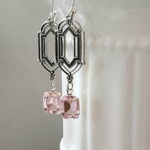 Pink Art Deco Earrings - Art Deco Jewelry - Dainty Edwardian Earrings - Edwardian Style Jewelry - 1920s Vintage Style