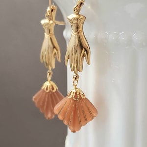 Art Deco Fan Earrings - Art Deco Jewelry - 1920s Flapper - Assemblage Earrings - Art Nouveau Jewelry - Vintage Style