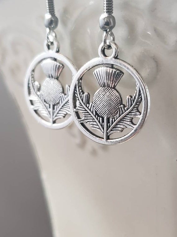 Scottish Thistle Earrings - Tudor Jewelry - Medieval Earrings - Historical Jewelry - Scottish Thistle Gift - Victorian Reproduction