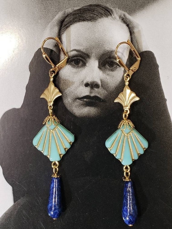 Egyptian Revival Assemblage Earrings - Egyptian Revival Jewelry - King Tut Earrings - 1920s Art Deco Jewelry - Vintage Style