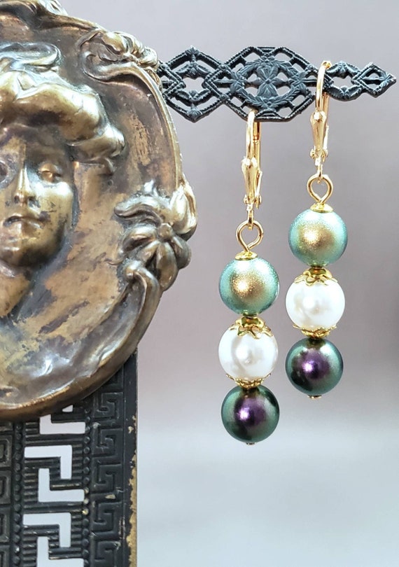 Suffragette Jewelry - Edwardian Drop Earrings - Historical Earrings - Edwardian Style Jewelry - Gilded Age