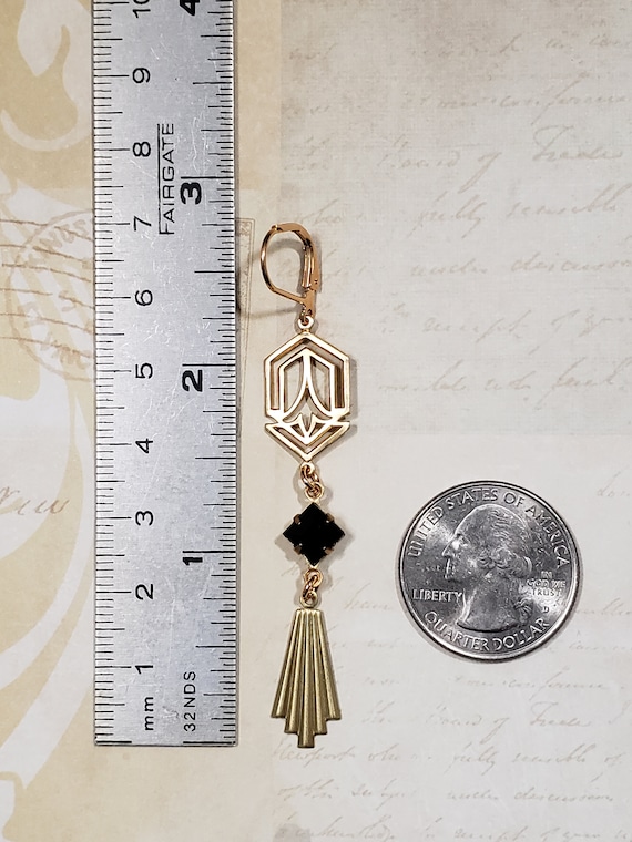 Black and Gold Art Deco Earrings - Art Deco Jewelry