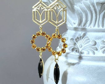 Geometric Art Deco Earrings - 1920s Art Deco Jewelry - Assemblage Earrings - Flapper Jewelry - 1920s Bride - Vintage Style
