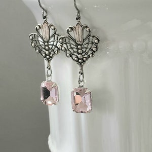 Pink Art Nouveau Earrings Art Nouveau Silver Jewelry - Etsy