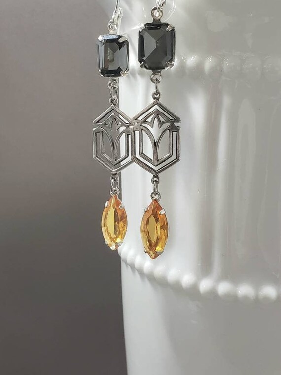 Art Deco Assemblage Earrings - 1920s Art Deco Jewelry - 1920s Earrings - Jewelry for Flapper Dress - Vintage Style