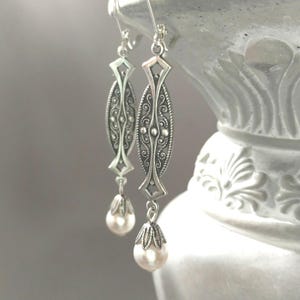 Pendientes Art Déco de los años 20 - Joyería Art Déco - Pendientes nupciales hechos a mano - Boda Gatsby - Joyería eduardiana - Estilo vintage