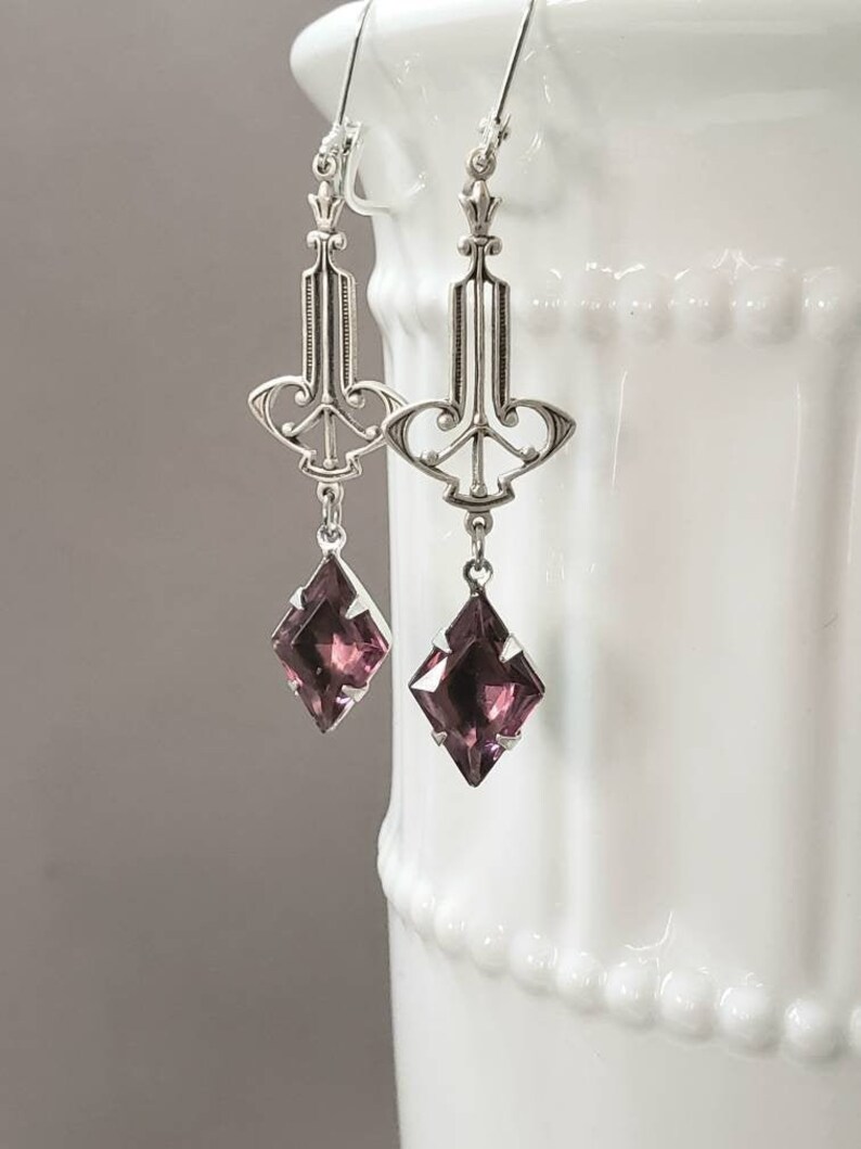 Purple Art Deco Earrings Reproduction Art Deco Jewelry Etsy.de
