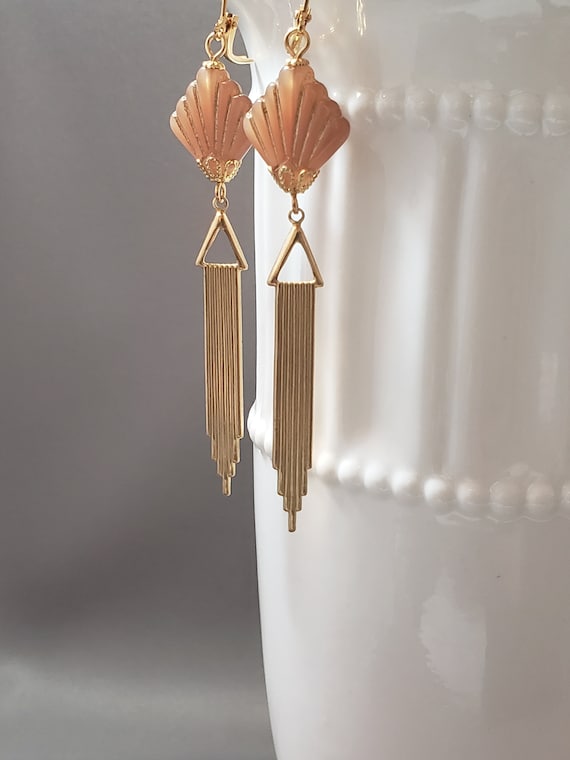 Czech Glass Art Deco Earrings - Art Deco Jewelry - 1920s Flapper - Art Nouveau Earrings - Art Nouveau Jewelry - Vintage Style