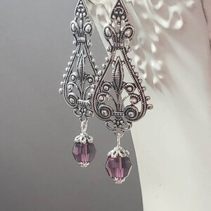 Purple Crystal Earrings Edwardian Style Jewelry Purple Victorian Earrings Edwardian Reproduction Vintage Style Bild 5