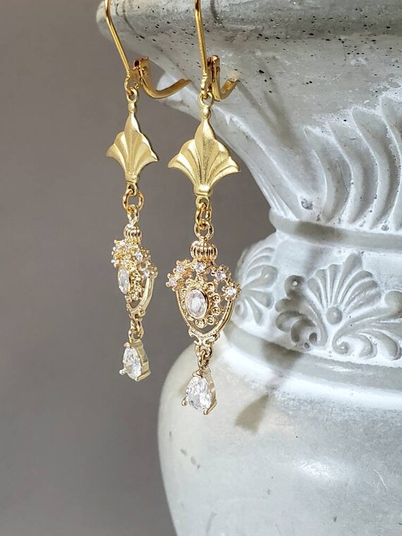 Regal Rococo Earrings - 18th Century Jewelry - Jane Austen Earrings - Marie Antoinette Jewelry - Regency Reproduction - Netherfield Ball