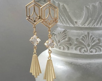 Art Deco Bridal Earrings - 1920s Art Deco Jewelry - 1920s Bride - 1930s Earrings - Flapper Jewelry - Vintage Style