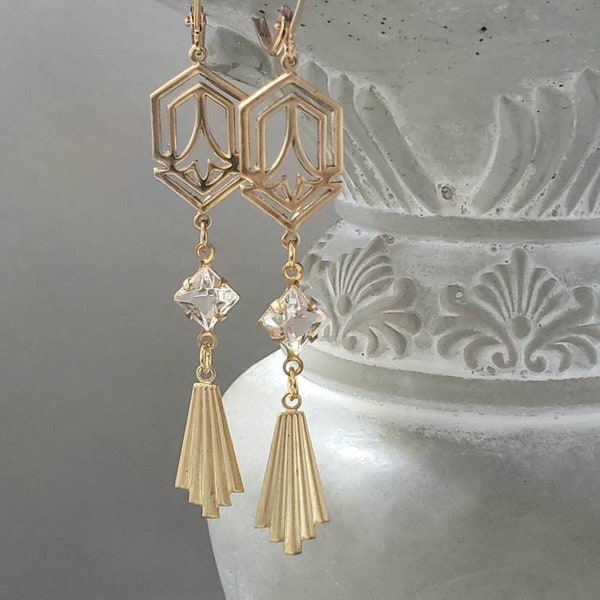 Art Deco Bridal Earrings - 1920s Art Deco Jewelry - 1920s Bride - 1930s Earrings - Flapper Jewelry - Vintage Style