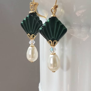 Fan Earrings Art Deco Reproduction Art Deco Jewelry 1920s Earrings Flapper Jewelry 1920s Bride Vintage Style image 7