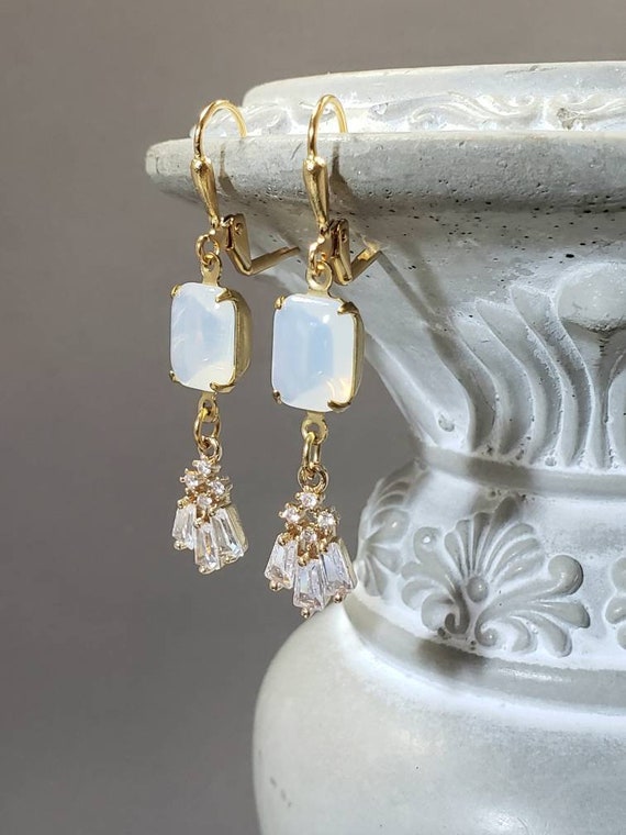 Art Deco Earrings Bride - 1920s Art Deco Jewelry - Great Gatsby Wedding - 1920s Bride - 1920s Earrings - Vintage Style
