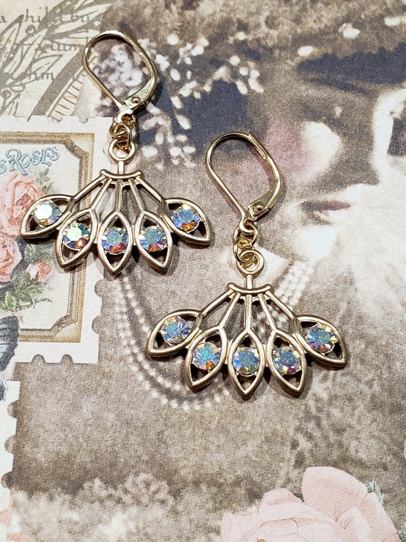 Art Deco Bridal Earrings - 1920s Art Deco Jewelry - Dainty Bridal - Flapper Jewelry - 1920s Bride - Vintage Style
